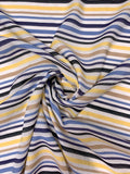 Italian Yarn-Dyed and Gauze Striped Cotton - Blues / Black / Yellow / Off-White