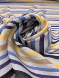 Italian Yarn-Dyed and Gauze Striped Cotton - Blues / Black / Yellow / Off-White