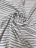 Italian Yarn-Dyed Striped Lightweight Viscose Blend Crepe - Navy / Carolina Blue / Off-White