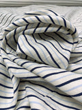 Italian Yarn-Dyed Striped Lightweight Viscose Blend Crepe - Navy / Carolina Blue / Off-White