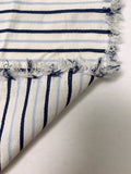 Italian Yarn-Dyed Striped Lightweight Viscose Blend Crepe - Navy / Carolina Blue / Off-White