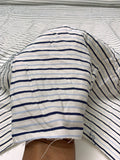 Italian Yarn-Dyed Striped Lightweight Viscose Blend Crepe - Navy / Carolina Blue / Off-White