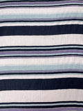 Italian Yarn-Dyed Striped Crinkle Crushed Cotton - Navy / Dusty Purple / Seafoam / White