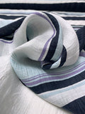 Italian Yarn-Dyed Striped Crinkle Crushed Cotton - Navy / Dusty Purple / Seafoam / White