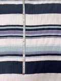 Italian Yarn-Dyed Striped Crinkle Crushed Cotton - Navy / Dusty Purple / Seafoam / White
