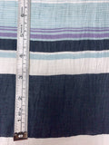 Italian Yarn-Dyed Striped Crinkle Crushed Cotton - Navy / Dusty Purple / Seafoam / White