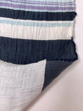 Italian Yarn-Dyed Striped Crinkle Crushed Cotton - Navy / Dusty Purple / Seafoam / White