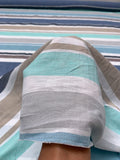 Italian Yarn-Dyed Striped Chambray-Like Cotton - Aquamarine / Taupe / Blues / White