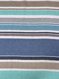 Italian Yarn-Dyed Striped Chambray-Like Cotton - Aquamarine / Taupe / Blues / White