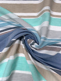 Italian Yarn-Dyed Striped Chambray-Like Cotton - Aquamarine / Taupe / Blues / White
