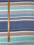 Italian Yarn-Dyed Striped Chambray-Like Cotton - Aquamarine / Taupe / Blues / White