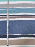 Italian Yarn-Dyed Striped Chambray-Like Cotton - Aquamarine / Taupe / Blues / White