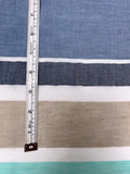 Italian Yarn-Dyed Striped Chambray-Like Cotton - Aquamarine / Taupe / Blues / White