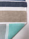 Italian Yarn-Dyed Striped Chambray-Like Cotton - Aquamarine / Taupe / Blues / White