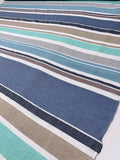 Italian Yarn-Dyed Striped Chambray-Like Cotton - Aquamarine / Taupe / Blues / White