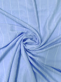 Italian Yarn-Dyed Striped Cotton-Rayon Shirting with Fine Slubs - Cornflower Blue / White