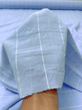 Italian Yarn-Dyed Striped Cotton-Rayon Shirting with Fine Slubs - Cornflower Blue / White