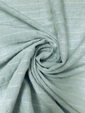 Italian Novelty Striped Cotton with Lurex Detailing - Pale Seafoam / Off-White / Silver