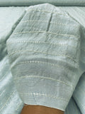 Italian Novelty Striped Cotton with Lurex Detailing - Pale Seafoam / Off-White / Silver