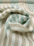 Yarn-Dyed Striped Soft Linen - Tan / Dusty Aqua / Light Ivory