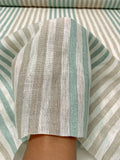 Yarn-Dyed Striped Soft Linen - Tan / Dusty Aqua / Light Ivory