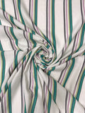 Yarn-Dyed Striped Soft Twill Cotton - Turquoise / Light Orchid / Pear / White