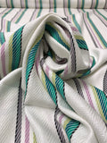 Yarn-Dyed Striped Soft Twill Cotton - Turquoise / Light Orchid / Pear / White