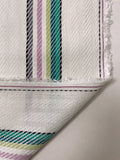 Yarn-Dyed Striped Soft Twill Cotton - Turquoise / Light Orchid / Pear / White