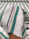 Yarn-Dyed Striped Soft Twill Cotton - Turquoise / Light Orchid / Pear / White