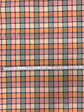 Yarn-Dyed Check Grid Cotton - Coral / Pinks / Dusty Aqua