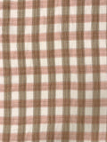 Italian Yarn-Dyed Buffalo Plaid Linen-Like Cotton - Coral Blush / Tan / Off-White