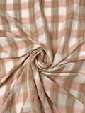 Italian Yarn-Dyed Buffalo Plaid Linen-Like Cotton - Coral Blush / Tan / Off-White