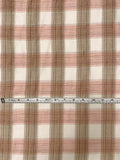 Italian Yarn-Dyed Buffalo Plaid Linen-Like Cotton - Coral Blush / Tan / Off-White