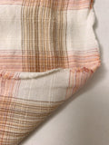 Italian Yarn-Dyed Buffalo Plaid Linen-Like Cotton - Coral Blush / Tan / Off-White