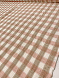 Italian Yarn-Dyed Buffalo Plaid Linen-Like Cotton - Coral Blush / Tan / Off-White