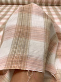 Italian Yarn-Dyed Buffalo Plaid Linen-Like Cotton - Coral Blush / Tan / Off-White