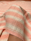 Italian Yarn-Dyed Striped Linen and Silk Suiting - Peach / Sand