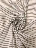 Italian Yarn-Dyed Herringbone Striped Suiting with Bouclé Yarns - Light Beige / Tan / Black