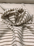 Italian Yarn-Dyed Herringbone Striped Suiting with Bouclé Yarns - Light Beige / Tan / Black