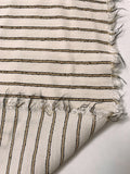 Italian Yarn-Dyed Herringbone Striped Suiting with Bouclé Yarns - Light Beige / Tan / Black