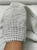 Yarn-Dyed Check Grid Linen - Off-White / Navy