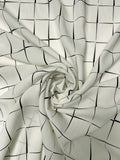 Check Grid Printed Lightweight Cotton Crepe - Off-White / Black