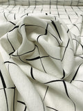 Check Grid Printed Lightweight Cotton Crepe - Off-White / Black