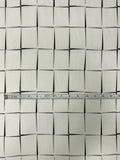 Check Grid Printed Lightweight Cotton Crepe - Off-White / Black