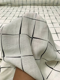 Check Grid Printed Lightweight Cotton Crepe - Off-White / Black