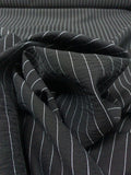 Italian Pinstripe Rayon-Blend Shirting with Fusing - Black / White