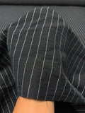 Italian Pinstripe Rayon-Blend Shirting with Fusing - Black / White
