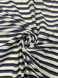 Italian Striped Seersucker-Like Cotton Suiting - Cream / Navy