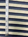 Italian Striped Seersucker-Like Cotton Suiting - Cream / Navy