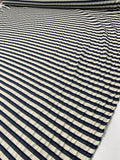 Italian Striped Seersucker-Like Cotton Suiting - Cream / Navy